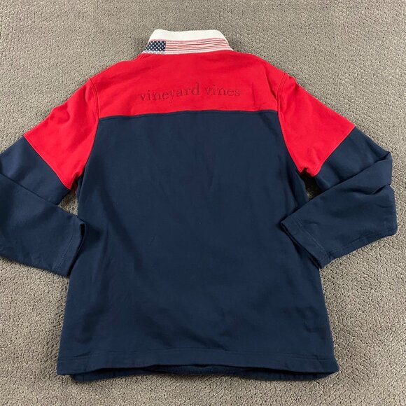 Vineyard Vines USA Color Block Mock Neck Pullover 1/2 Zip Sweatshirt Men's Large - Picture 3 of 11